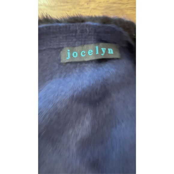 JOCELYN BLUE ANGORA RABBIT FUR TRIM SWEATER SHAWL CAPE  SCARF W/ SLEEVES SIZE M - Picture 6 of 15